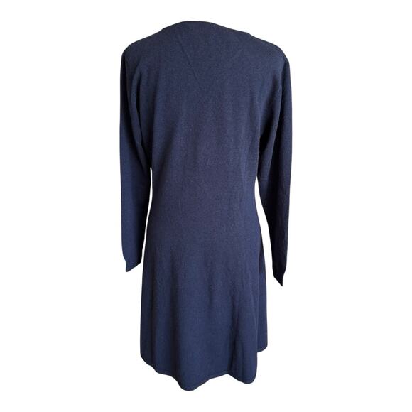 Oliver Charles Merino Wool Yak Navy Blue All-Season Swing Dress M - Picture 6 of 13